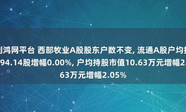 利鸿网平台 西部牧业A股股东户数不变, 流通A股户均持股9694.14股增幅0.00%, 户均持股市值10.63万元增幅2.05%
